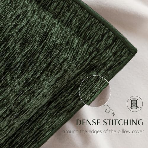 Decorative Chenille Luxury Throw Pillow Covers with Wide Edge, Textured Solid Pillowcases, Soft Velvet Cushion Cover Home Décor for Couch Sofa Chair Bed,20×20 Inch, Set of 2, Pine Green - Image 2