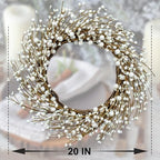 Artificial Winter Wreaths for Front Door 20 Inches White Wreath Rustic White Berry Twig Wreath for Indoors Porch Windows Wall Outdoor Christmas Celebration - Image 6