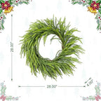 Glitzhome 28 Inch Christmas Norfolk Pine Wreath for Front Door, Real Touch Artificial Greenery Wreath for Windows, Walls, Porches Indoor and Outdoor Home Decoration - Image 4