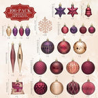 JORNOY 106Pcs Christmas Ornaments Bulk, Shatterproof Plastic Hanging Balls Bulbs Assorted Decor for Tree Decorations Home Holiday Party with Lanyard, Jewel Tone - Image 4