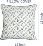 Ridhi Block Print Powder Blue Pillow Cover 18" x 18" (Pack of 2) Decorative Couch Pillows for Living Room, Farmhouse Chic Boho Cute Outdoor Pillows Covers Gifts for Spring, Mother's Day - Image 4