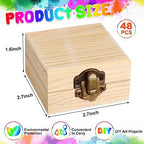 Sintuff 48 Pack Small Unfinished Wooden Boxes for Crafts 2.7 x 2.7 x 1.6 Inch Storage Treasure Chest with Hinged Lids Clasp Mini Pine Wood Jewelry Gift Boxes for DIY Bracelet Home Decorate Party Favor - Image 3