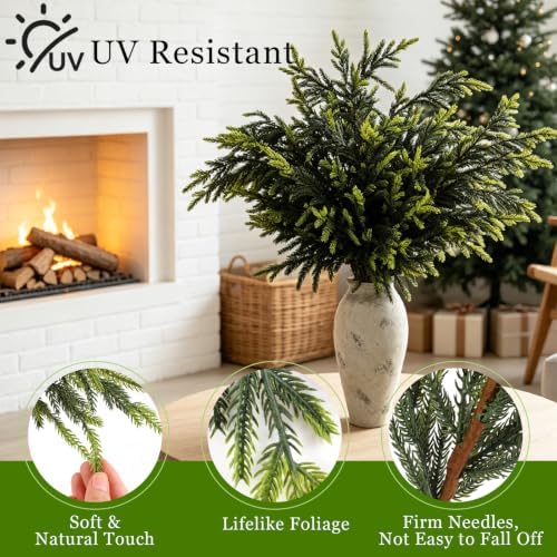 YGSEPCC 36" 8Pcs Christmas Decorations Norfolk Pine Branches for Home Decor - Image 3