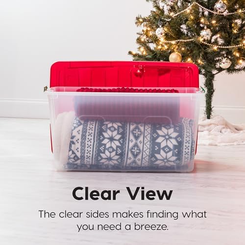IRIS USA 2-Pack, 94 Qt. Holiday Storage Bin with Lids, Red - Image 3