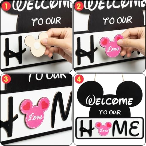 SUPYFD Cute Mouse Interchangeable Seasonal Welcome Door Sign for Front Door Decor, Wall Pedimentsr, Housewarming Gift - Image 4