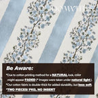 DOMVITUS Floral Throw Pillow Covers 24x24 Inch Set of 2, Block Print Decorative Pillow Covers Vintage Striped Neutral Farmhouse Boho Home Decor for Couch Sofa Bed Living Room, Light Blue - Image 3