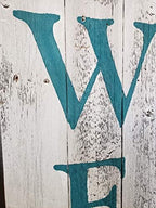 Welcome Sign for Front Porch Made with Real Rustic Reclaimed Wood - 5 feet Tall - Fixer Upper Farmhouse barn Wood Style (White/Teal) - Image 3