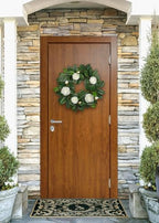 20" Artificial Wreath for Front Door White Camellia Wreath Greenery for Easter Spring Housewarming Wedding Farmhouse Mantel Door Decoration - Image 5