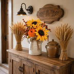 Fall Thanksgiving Centerpieces for Dinner Tables, Faux Floral Metal Potted Plants with Maple Leaf Pumpkin Berry Stems, for Indoor Kitchen Home Autumn Farmhouse Mantel Decor - Image 2