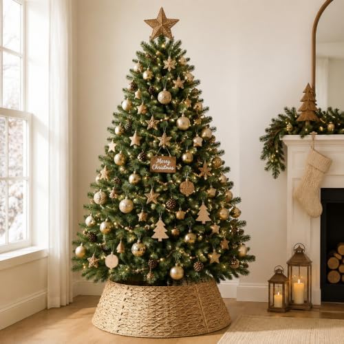 Poen Woven Rattan Christmas Tree Collar, Khaki, 42 Inch - Image 4