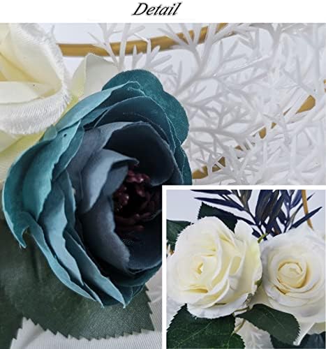 Ramadan Kareem Decorations, Artificial Moon Shape Wreaths Table Decor with Castle Sign, Ramadan Mubarak Metal Rings Floral Ornaments, for Home Desk Fireplace Party Supplies - Image 7