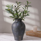 Ceramic Flower Vase Home Decor, 9 in Farmhouse Table Vases Rustic Vintage Living Room Kitchen Bedroom Pottery Decorative Vases for Flowers House Shelf Office Coffee Desk Dining Entryway, Black Gold - Image 5