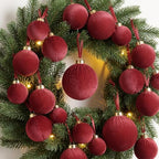 ZenNex 48 Pcs Velvet Christmas Balls Bulk, Flocked Xmas Tree Ornaments, Red - Image 5
