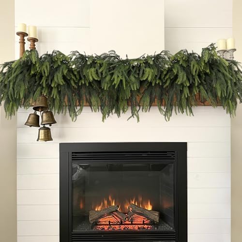 36Pcs Christmas Norfolk Pine Stems, Real Touch Branches, Greenery Picks by NTNIETING