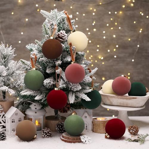 Simgoing 15 Pcs Velvet Christmas Ornament 3.15'' Flocked Xmas Tree Ornament - Image 4