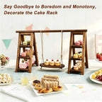 3-Tier Ladder Cupcake Display Stand Foldable Rustic Dessert Table Serving Tray Wooden Snack Platter Tower Food Holder for Cake Donut Fruit Cookie Party Wedding Birthday Baby Shower - Image 3