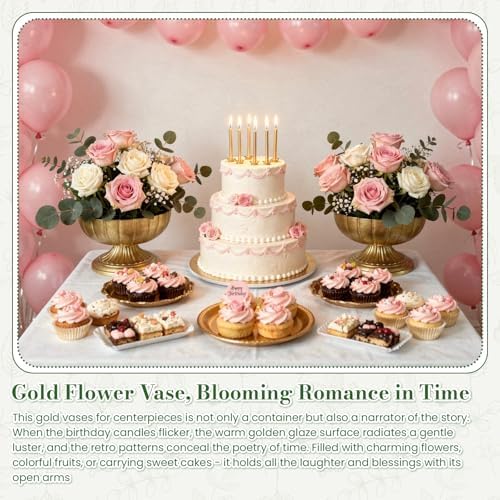 Vintage Gold Compote Vases 8.5" x 5.4" for Wedding Table Centerpieces - Image 6