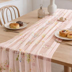 BINBE 6pcs Pink Florals Table Runner Embroidery Gauze 10FT Daisy Seasonal Tulle Birthday Wedding Holiday Kitchen Dining Table Decor for Home Party - Image 5