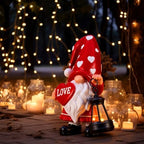 Retisee Solar Valentine's Day Garden Statue Resin Gnome Statue with Hearts LED Lights Outdoor Love Solar Light Figurine Decoration for Yard Patio Lawn Gift for Valentine's Day Anniversary - Image 6