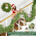 Thicker -9 Ft by 12 Inch Real Touch Christmas Norfolk Pine Garland Realistic, Artificial Christmas Garland with 180 Branch Tips, Faux Greenery Pine Garlands Xmas Table Fireplace Mantle Indoor Outdoor - Image 6