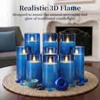 Homemory Blue Flameless LED Pillar Candles with Remote Timer, Set of 9 - Image 4