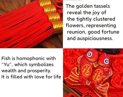 Traditional Chinese New Year Knot Pendant, 130 cm x 43 cm, Red and Gold Decoration, 2026 Lunar New Year - Image 2