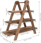 3 Tier Serving Tray Wood Cupcake Display Farmhouse Tiered Tray Organizer, Rectangle Solid Wood Serving Stand for Fruits Snacks Storage, Space Saving Kitchen Countertop Decor - Image 7