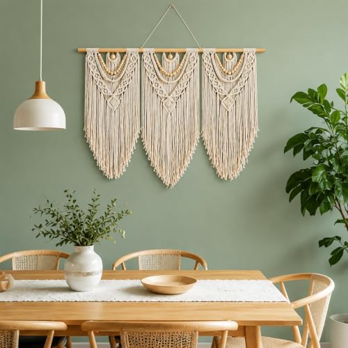 Macrame Wall Hanging-Large, Boho Tapestry Macrame Wall Decor Art (White) - Image 6