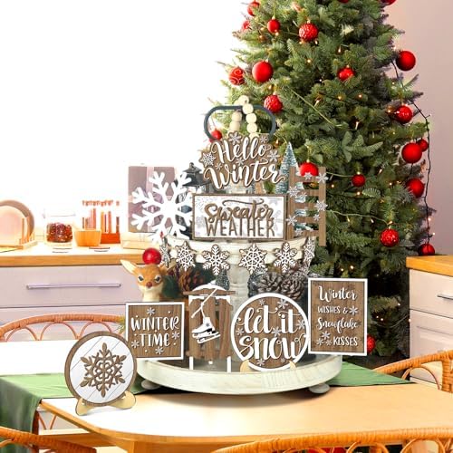 14 Pcs Halloween Tiered Tray Decor Set, Gnome Wood Table Signs (Vintage) - Image 4