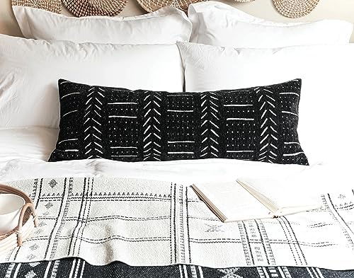 BLISSBLUSH Black Decorative Lumbar Pillow Cover 14X36, Boho Lumbar Throw Pillow For Bed, Long Decorative Pillow Case, Modern Accent Throw Pillow, 14 x 36 Textured Lumbar Pillow Decorative (COVER ONLY) - Image 7
