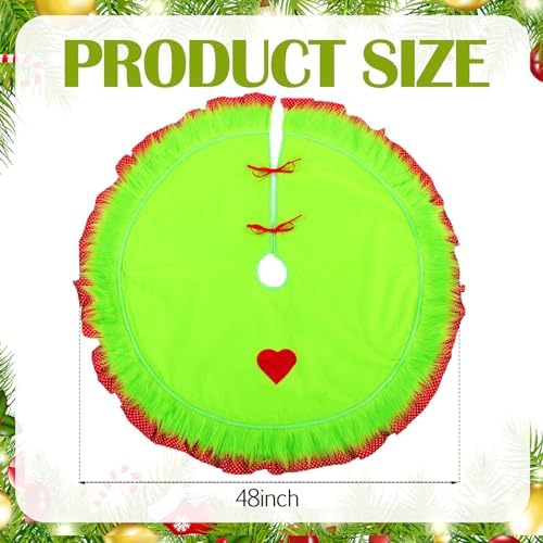 Soulchen 48 Inch Lime Green Christmas Tree Skirt Felt Tree Collar - Image 2