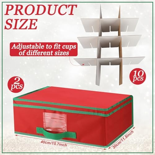 Chunful 2 Pcs Mug Storage Box with Adjustable Divider for Christmas Holiday - Image 2