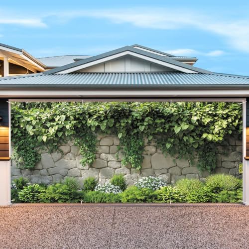 6X13FT Summer Tropical Leaves Garage Door Cover Decorations Tropical Leaves Fence Garage Door Banner for Outdoor Indoor Summer Party Photography Backdrop - Image 2