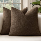 MIULEE 26x26 Decorative Euro Sham Boucle Couch Pillow Covers Brown by MIULEE
