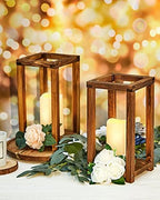 Huquary 16Pcs Wooden Wedding Lantern Centerpiece Rustic Wood Lantern, Brown - Image 6