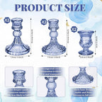 Mumufy 12-piece Blue Glass Candle Holders with Flameless Taper Candles - Image 4