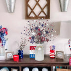 Uieke 4 Pcs 4th of July Decorations Patriotic Artificial Berry Stems Picks with Vase Red White Blue Star Shaped Berries Picks for Independence Day Party Supplies Table Home Office Party Decor - Image 7