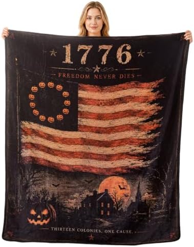 Halloween Blanket 50 x 60 in, 1776 American Flag Design by Unknown