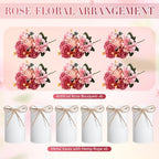 Domensi 6 Sets Wedding Centerpiece for Table Decoration Dusty Pink Artificial Fake Rose Flower with Metal Vase Faux Silk Rose Bouquet Floral Arrangement for Bridal Shower Home Dining - Image 5