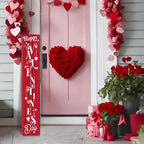 SRongmao Happy Valentine's Day Porch Sign Heart Wooden Door Sign Hanging Valentine's Day Decorations Outdoor Indoor Decor for Valentine's Day Home Decoration 8x48inch - Image 3