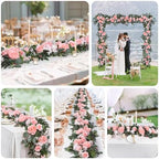 Lvydec 2 Pack Artificial Peony Flower Garland - 6ft Silk Peony Vine Willow Leaves and Eucalyptus Garland White Arch Flower Vine for Wedding Party Table Decoration (Pink) - Image 7