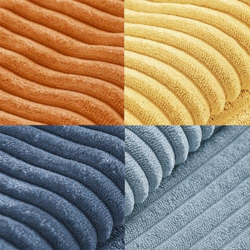 MIULEE Summer Yellow Blue Decorative Throw Pillow Covers 20x20 Inch Set of 4 Soft Corduroy Boho Patchwork Pillow Covers Modern Farmhouse Bright Home Decor for Sofa Living Room Couch Bed - Image 6
