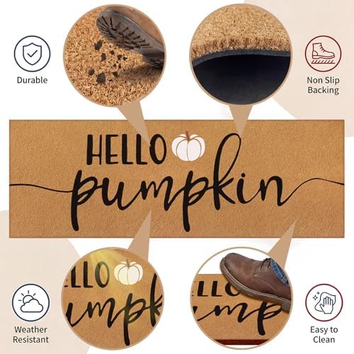 Breling Hello Pumpkin Coir Doormat 16 X 47 Inch Large Fall Door Mat - Image 6