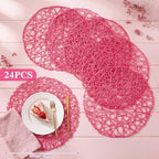 Threehoney Paper Braided Round Placemats, Set of 24, Rose Red, 13 in - Image 2