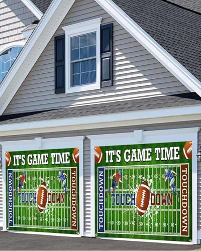 Football Garage Door Cover Banner Decorations, Football Field Themed Outdoor Single Car Garage Door Murals Buddy Decorations 8 X 7 Ft - Image 3