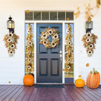 Glitzhome Fall Maple Leaf Garland - 6FT Artificial Sunflower Pumpkin Autumn Garland Decoration for Wedding Party Thanksgiving Dinner Fireplace Door Frame Doorway Backdrop Decor - Image 3