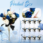 Hotop 12 Pcs Artificial Flowers Centerpiece for Tables 13 in, Dark Blue - Image 2