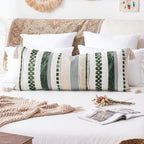 PANOD Boho Long Lumbar Throw Pillow Cover 14 x 36 Dark Green, Chenille Morocan Extra Long Pillow Case Cover, Decorative Long Pillow for Bed Couch Sofa Farmhouse - Image 2