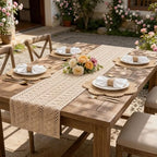 Burlap Placemats Set of 6 with Burlap Table Runner and Rattan Napkin Rings, Made of Natural Cotton and Corn Husk, Non-Slip Heat-Resistant Boho Fall Placemats Table Décorfor Dining Table Décor - Image 7
