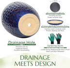 11.8 Inch Flower Pots for Indoor Plants,Ceramic Planter with Saucer Drainage Leak-Proof Mesh Gardening Gloves (Peacock-Blue) - Image 4